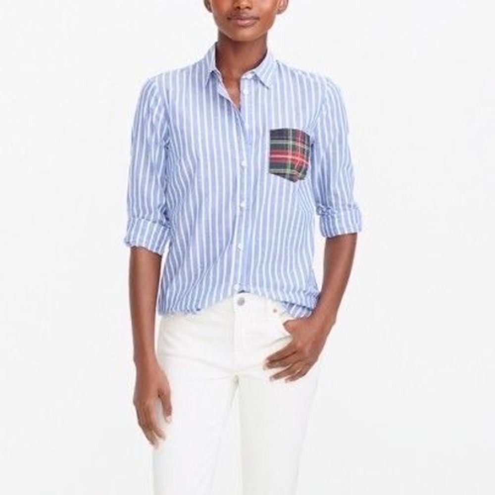 J.crew button down blue striped shirt nwt Sz med